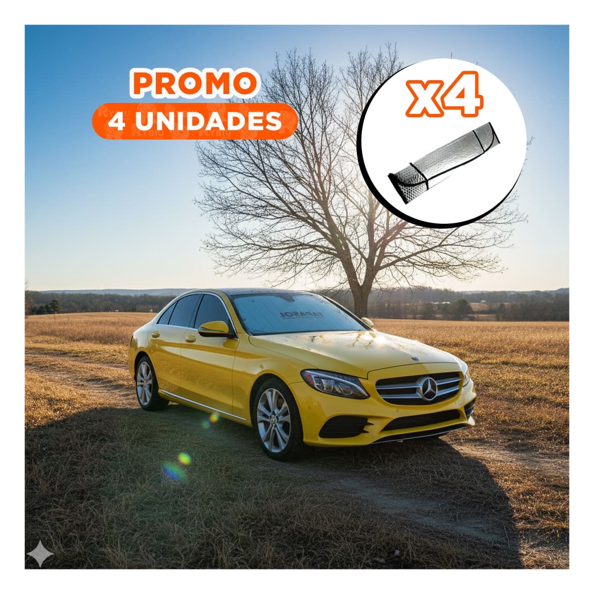 PACK4 COBERTOR REFLECTIVO PARA AUTO 130X70CM CON CUIDADO INTERIOR - 1