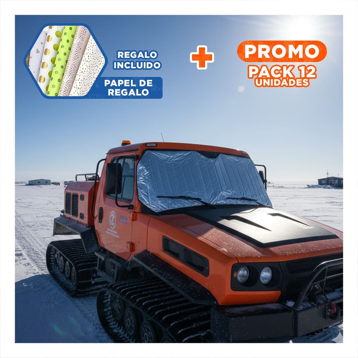 PACK12 DEFENSA TERMICA PARA AUTO 130X70CM CON COBERTURA SOLAR Y+PAPEL REGALO - 1
