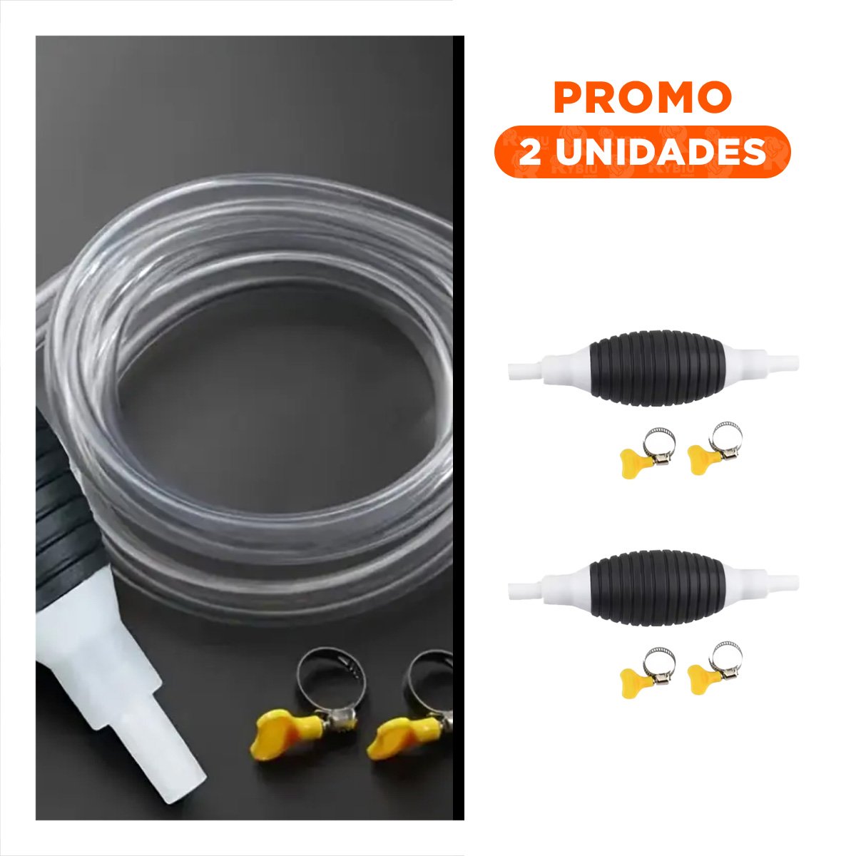 PACK2 BOMBEADOR PRACTICO PARA COMBUSTIBLE BLANCO Y NEGRO CON MANGUERA SEGURA - 1