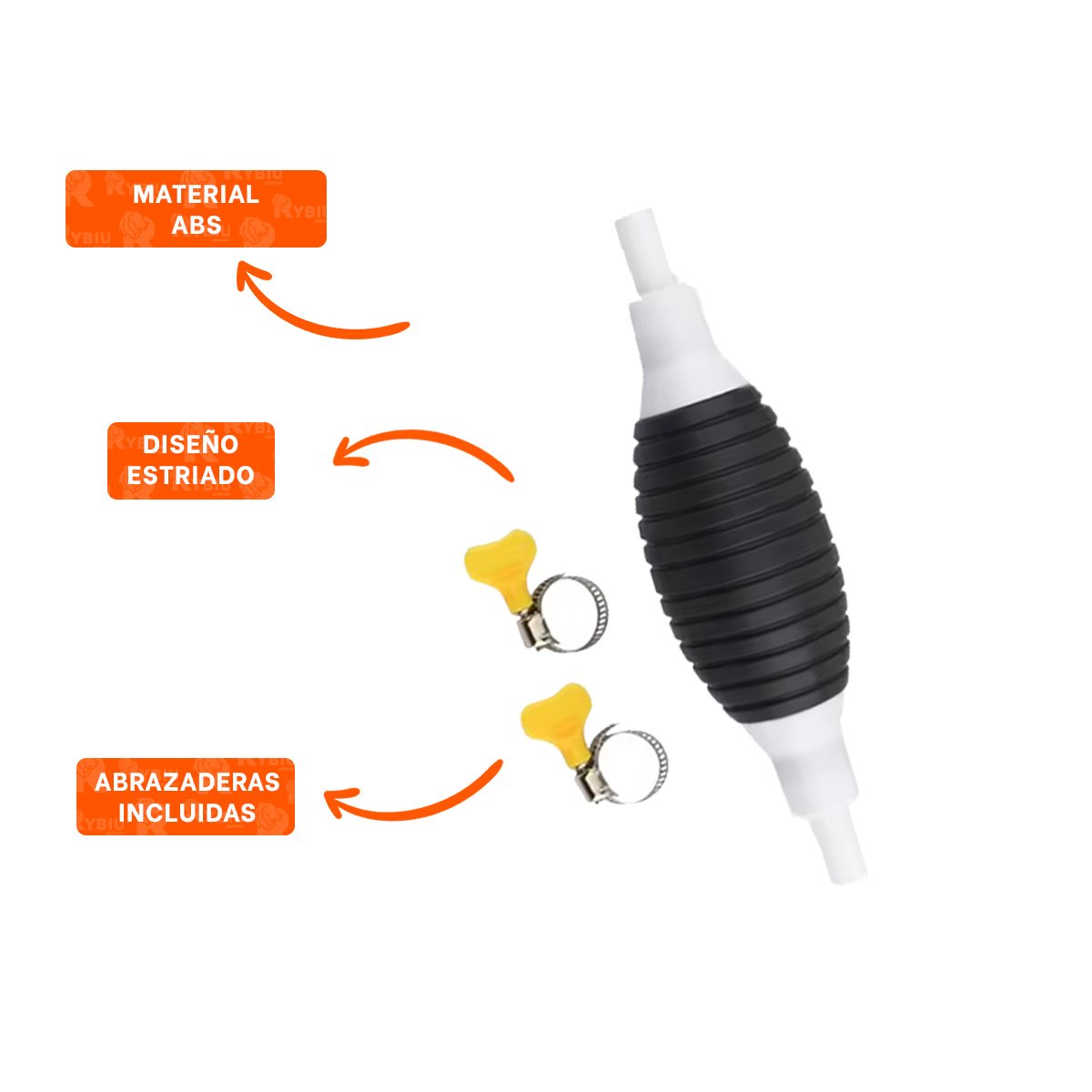 HERRAMIENTA PORTATIL PARA COMBUSTIBLE BLANCO Y NEGRO CON MANGUERA RESISTENTE - 3