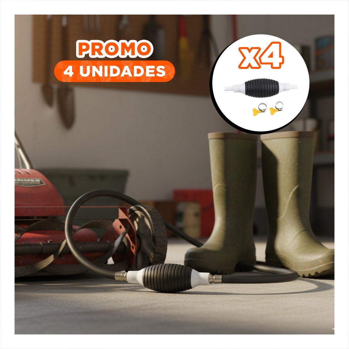 PACK4 SIFON PRACTICO PARA COMBUSTIBLE BLANCO Y NEGRO CON MANGUERA RESISTENTE - 1