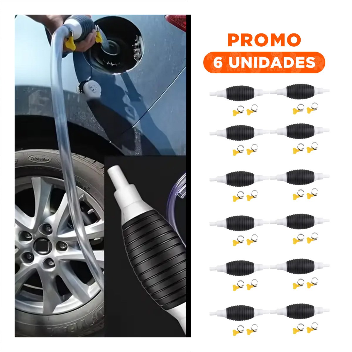 PACK6 HERRAMIENTA PRACTICA PARA COMBUSTIBLE BLANCO Y NEGRO CON MANGUERA DURABLE - 1