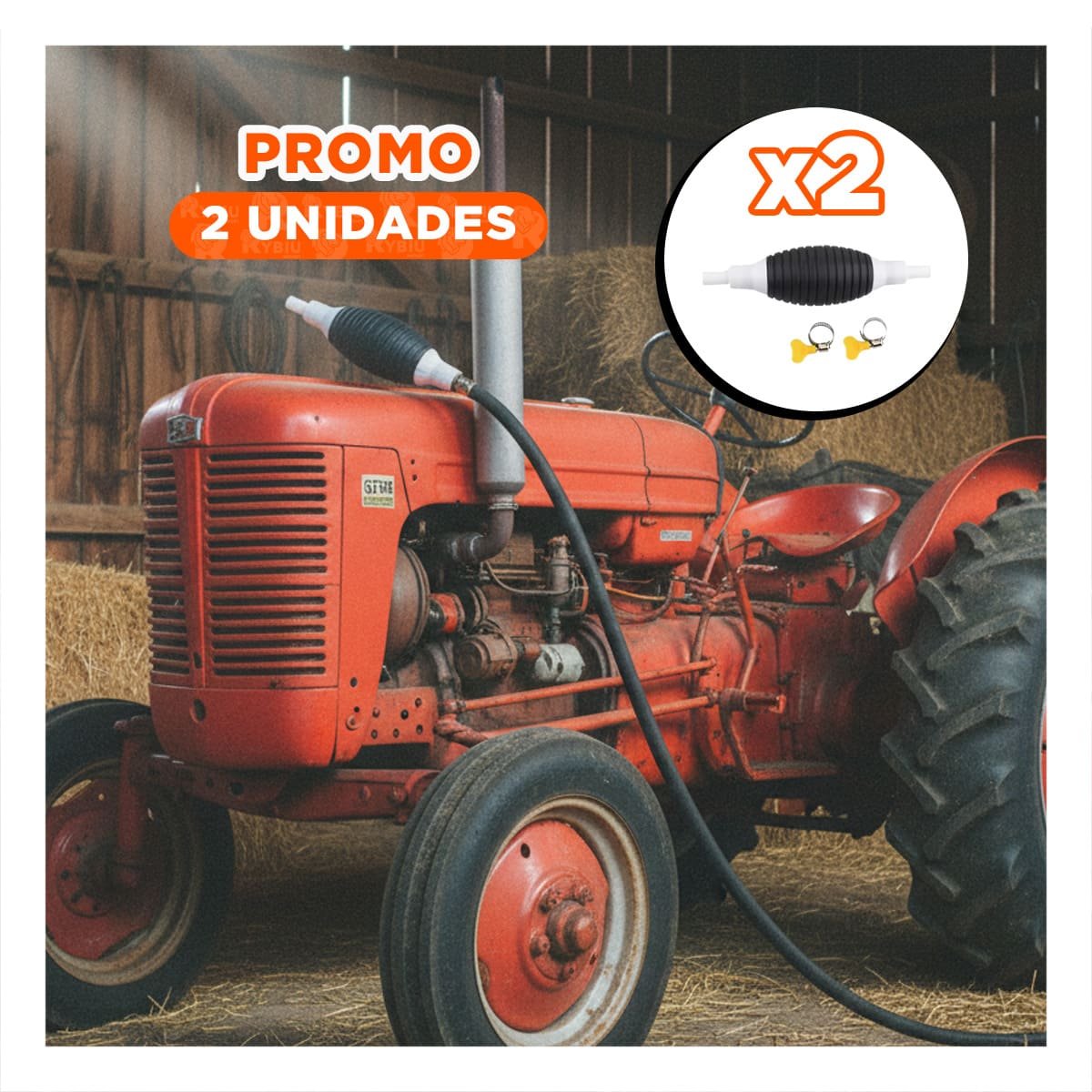 PACK2 EXTRACTOR PRACTICO PARA COMBUSTIBLE BLANCO Y NEGRO CON MANGUERA Y+REGALO STICKER - 1