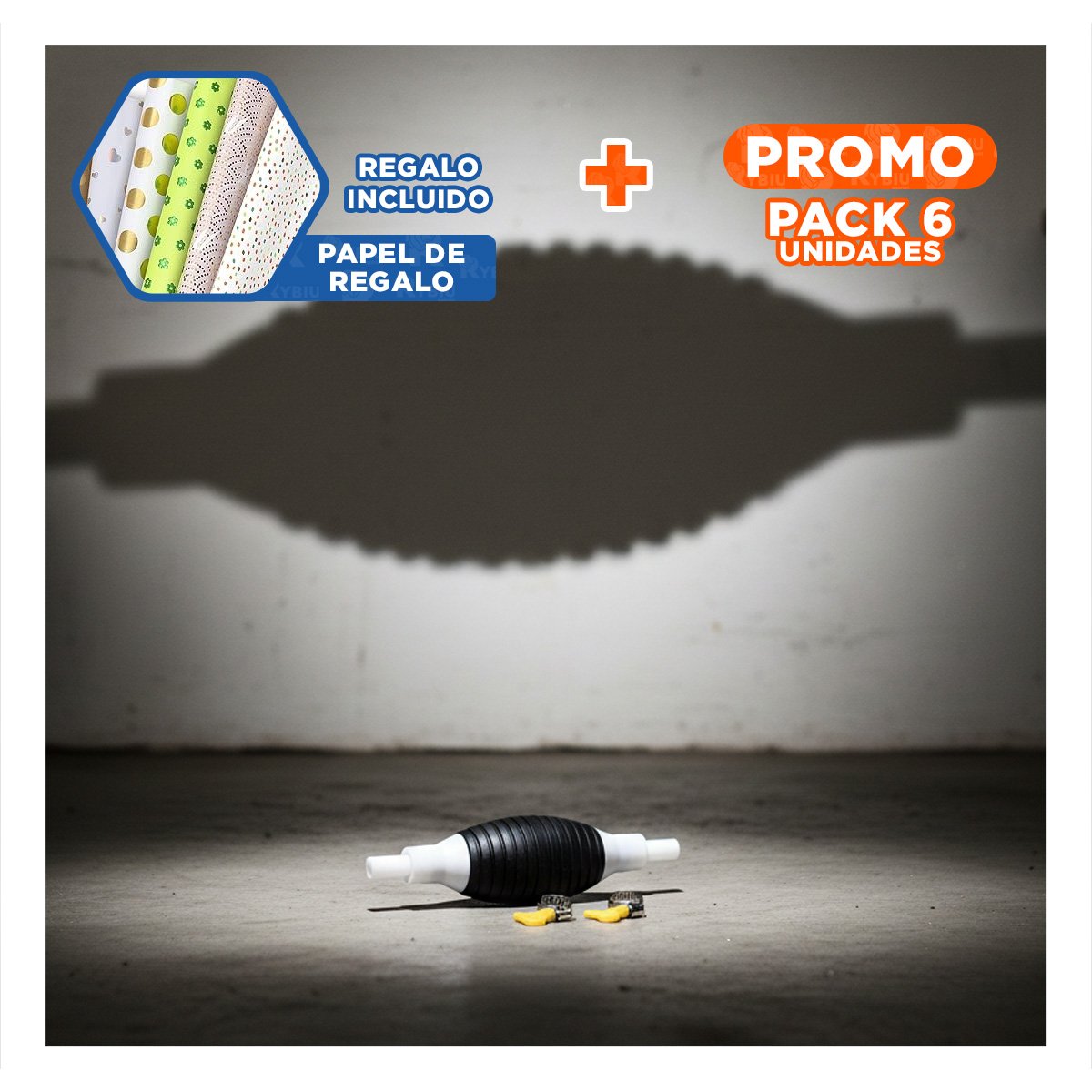 PACK6 SISTEMA PRACTICO PARA COMBUSTIBLE BLANCO Y NEGRO CON MANGUERA TRANSPARENTE Y+PAPEL REGALO - 1