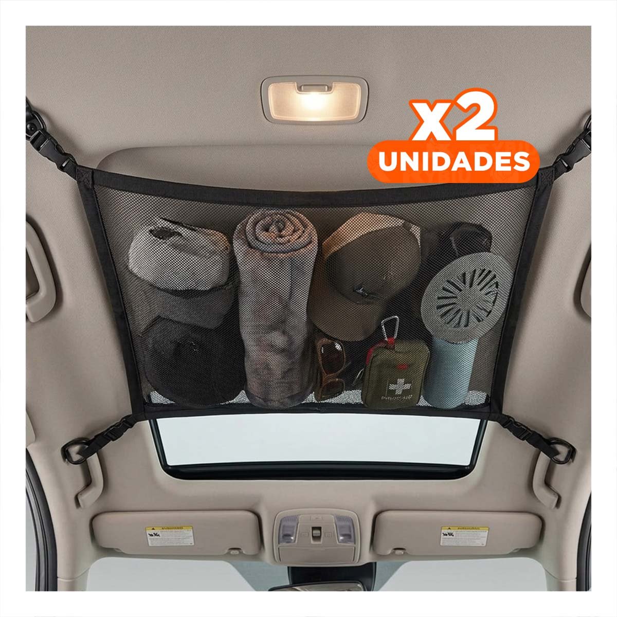 PACK2 COMPARTIMENTO PORTA OBJETOS NEGRO PARA TECHO INTERIOR DE AUTOMOVIL Y+REGALO STICKER - 1