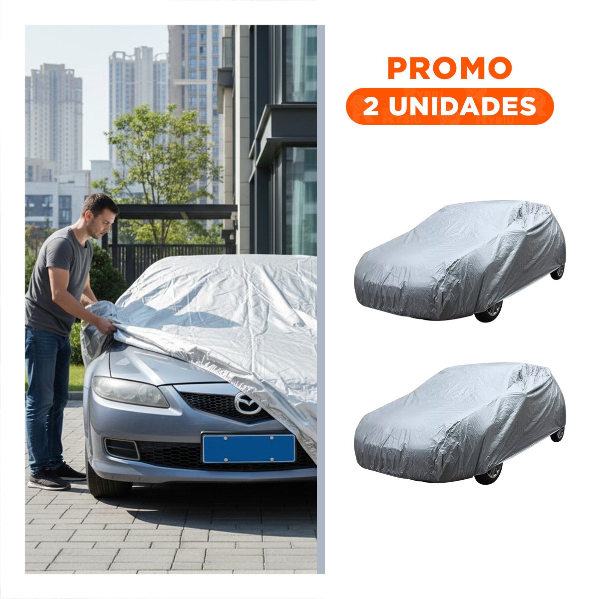 PACK2 FUNDA PROTECTORA PARA AUTO L 480X175X120CM GRIS - 1