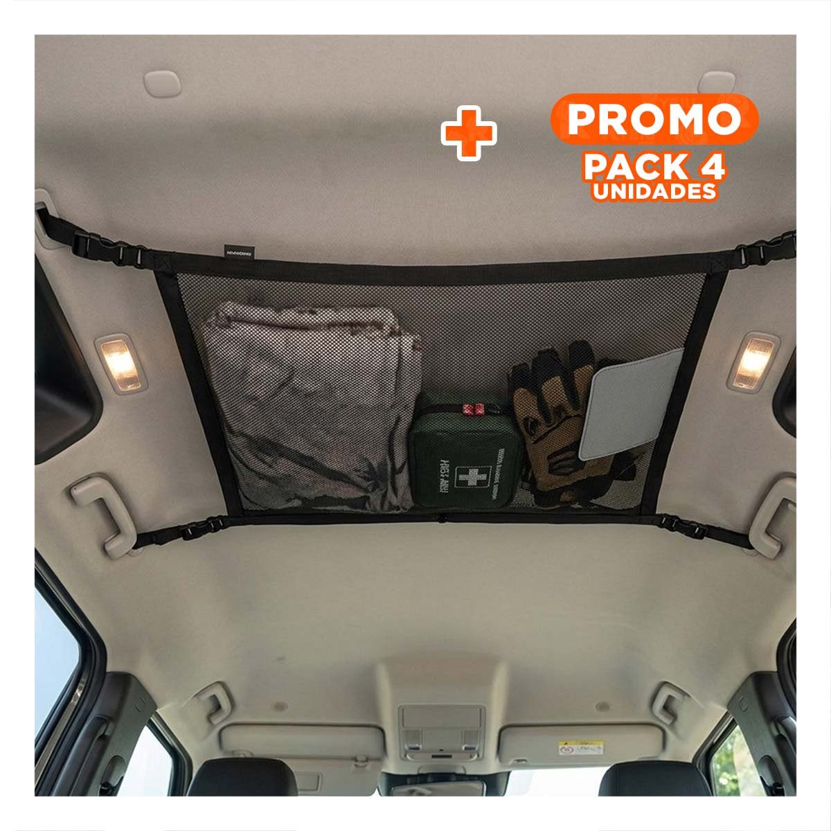 PACK4 MALLA SUPERIOR NEGRA PARA CARGA EN TECHO INTERIOR DE AUTOMOVIL Y+PAPEL REGALO - 1