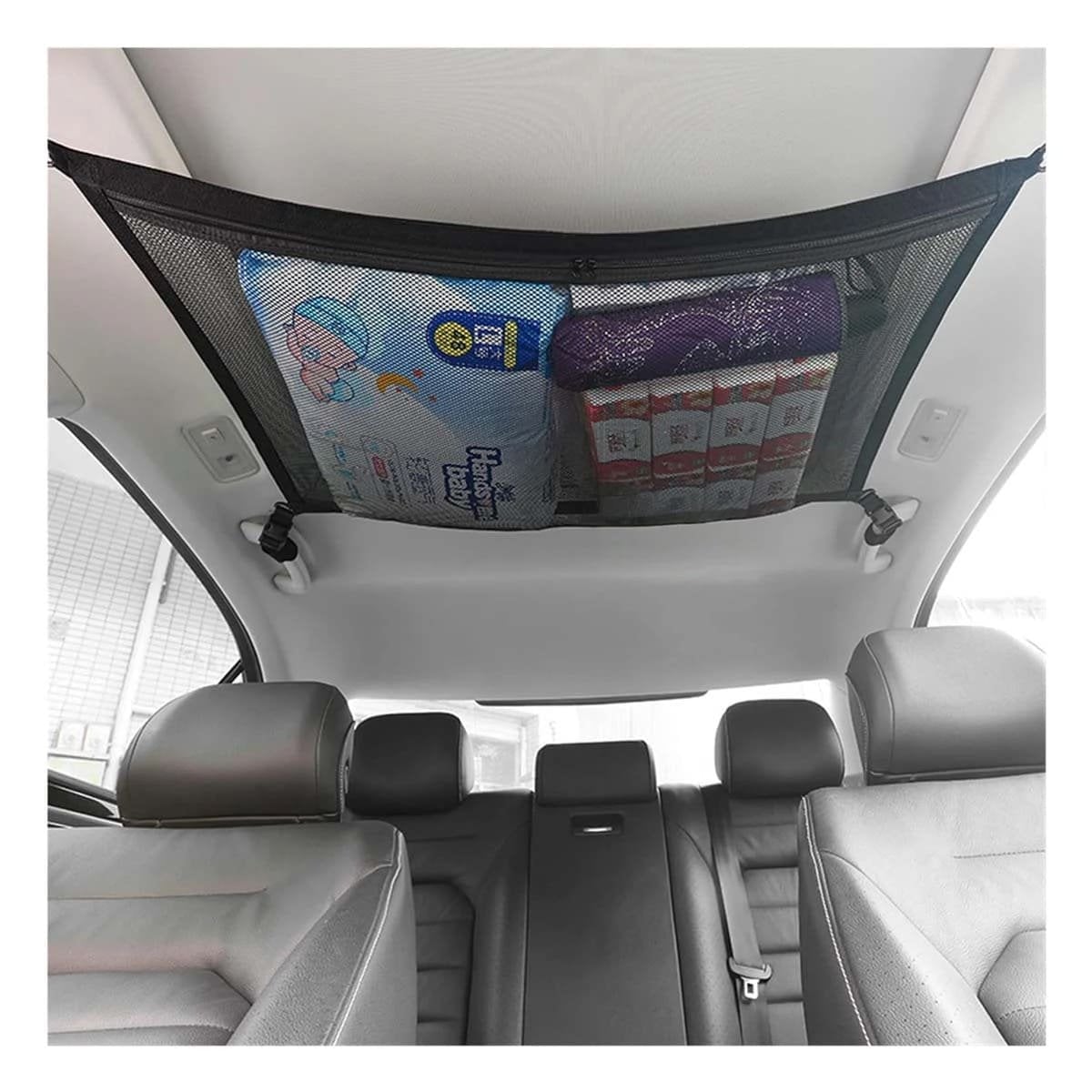 PACK4 MALLA SUPERIOR NEGRA PARA CARGA EN TECHO INTERIOR DE AUTOMOVIL Y+PAPEL REGALO - 2