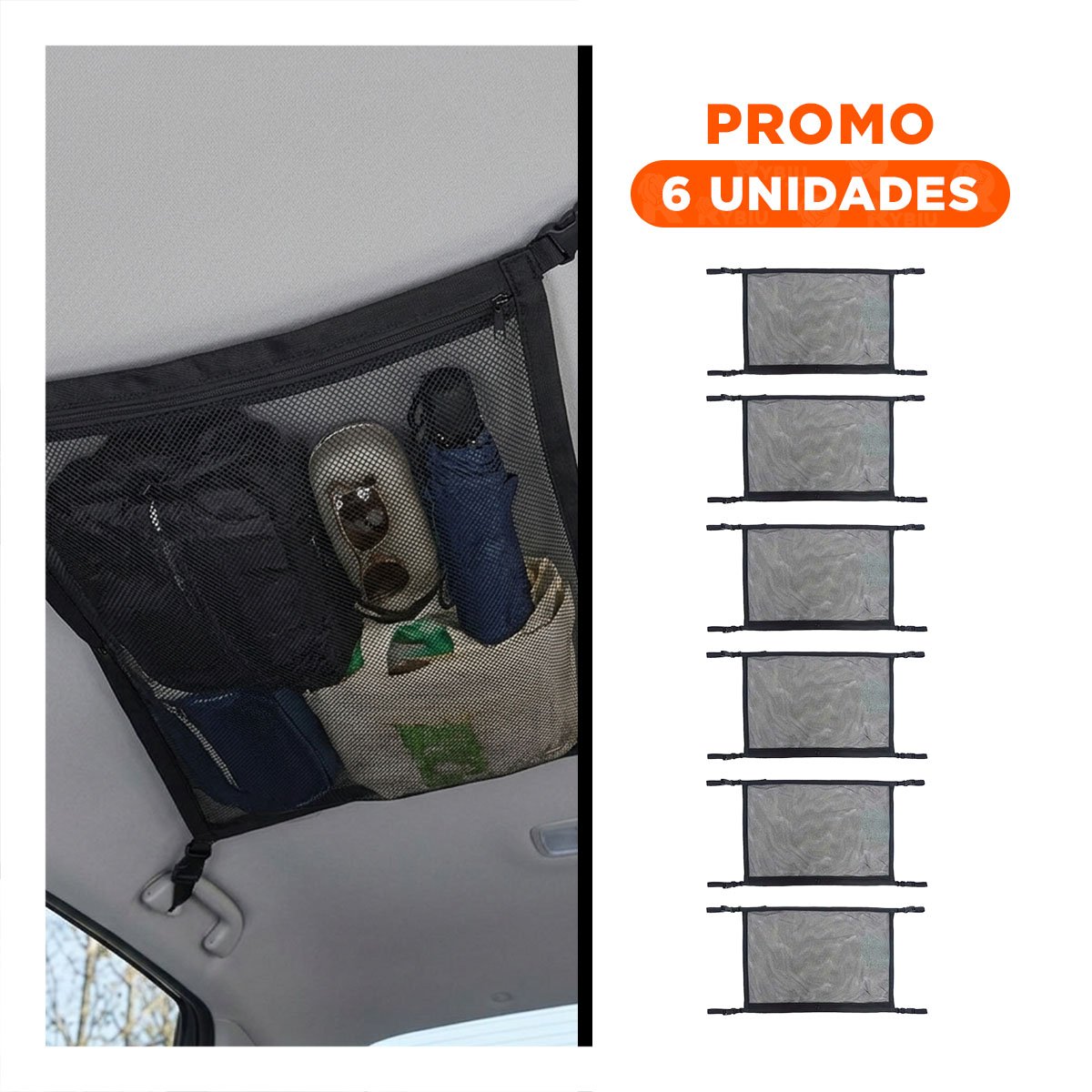 PACK6 ORGANIZADOR PORTA EQUIPAJE NEGRO PARA ALMACENAMIENTO EN AUTOMOVIL - 1