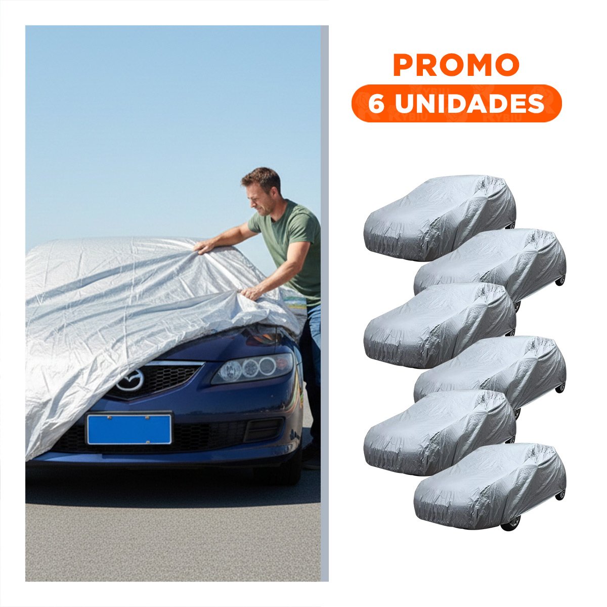 PACK6 COBERTOR RESISTENTE PARA VEHICULO L 480X175X120CM GRIS - 1
