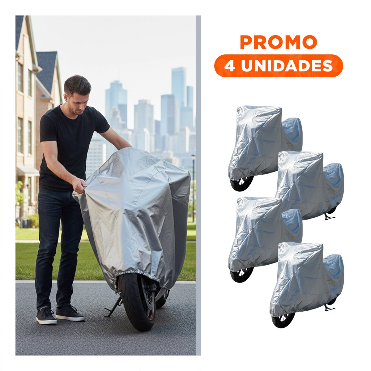 PACK4 CUBIERTAS AJUSTABLES PARA MOTO RESISTENTES Y+REGALO STICKER - 1