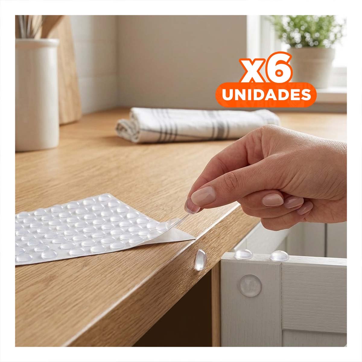 PACK6 AMORTIGUADORES AUTOADHESIVOS 100 PIEZAS DE SILICONA TRANSPARENTE Y+REGALO STICKER - 1