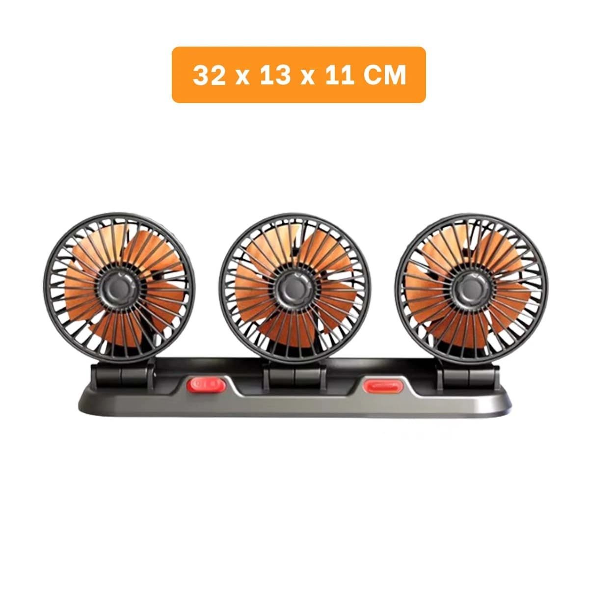 PACK2 VENTILADOR INTERIOR PARA AUTO 3 CABEZALES NEGRO POTENTE Y SILENCIOSO Y+PAPEL REGALO - 4