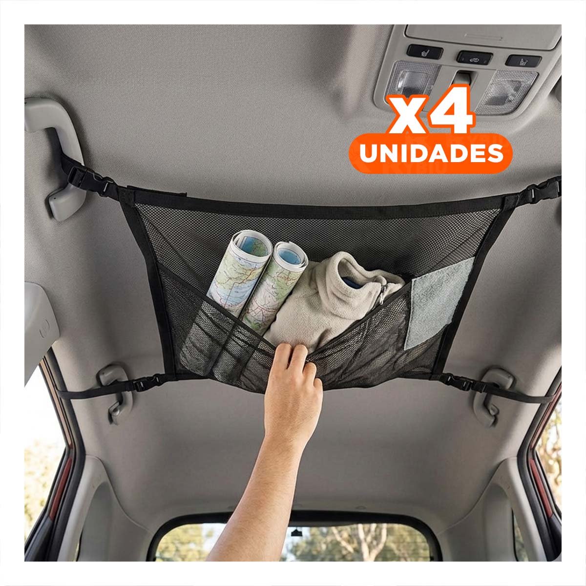 PACK4 SOPORTE ORGANIZADOR NEGRO PARA ALMACENAMIENTO EN INTERIOR DE AUTOMOVIL - 1