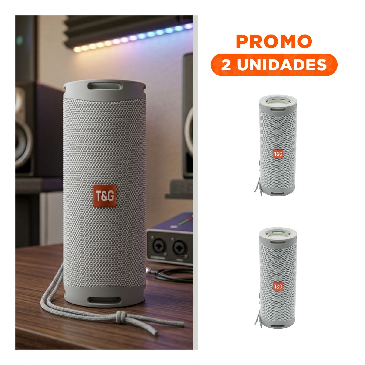 PACK2 ALTAVOZ INALAMBRICO COLOR PLOMO CON SONIDO POTENTE Y CONECTIVIDAD FACIL - 1