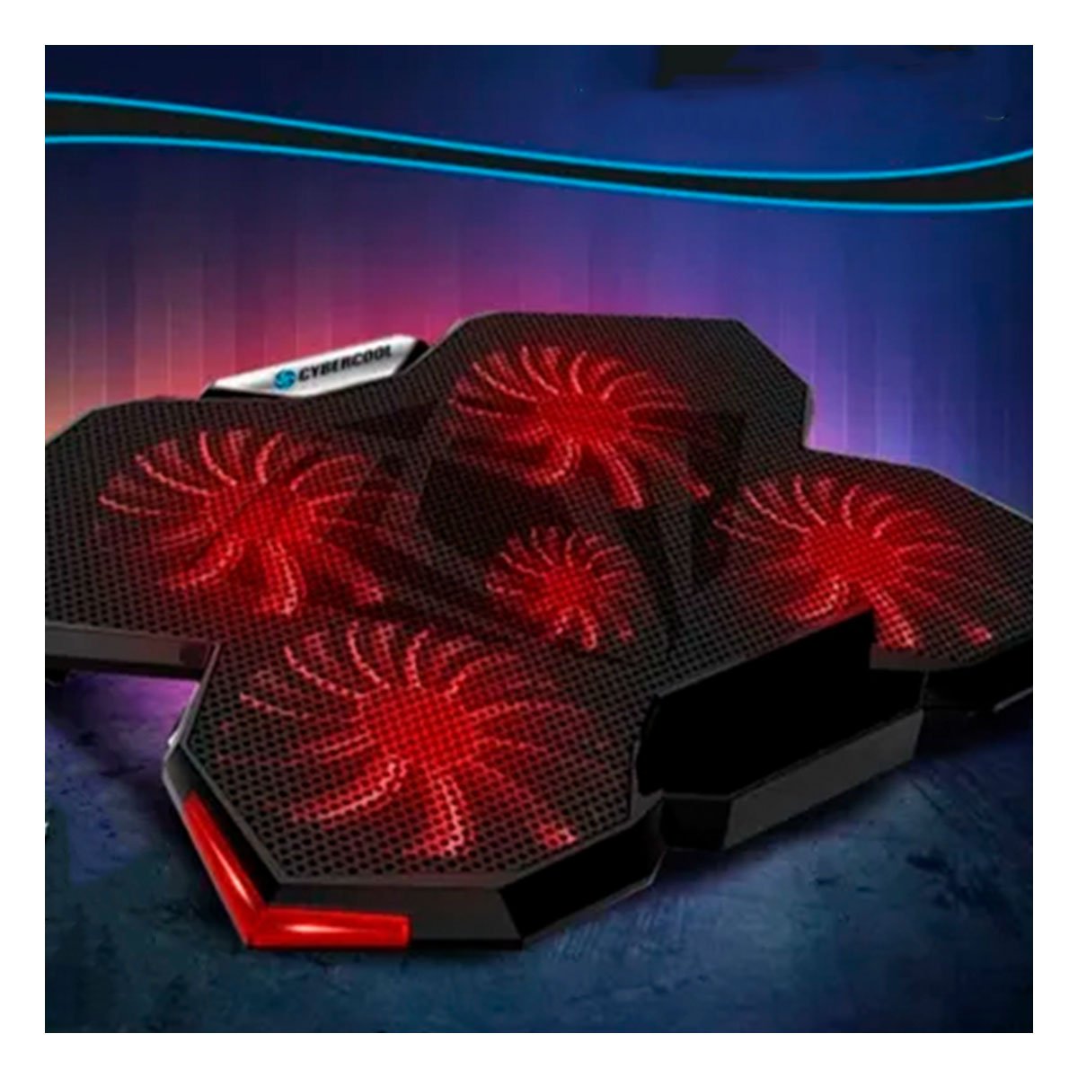 PACK4 COOLER GAMING PARA LAPTOP 5 VENTILADORES RESISTENTE Y PORTÁTIL NEGRO - 3