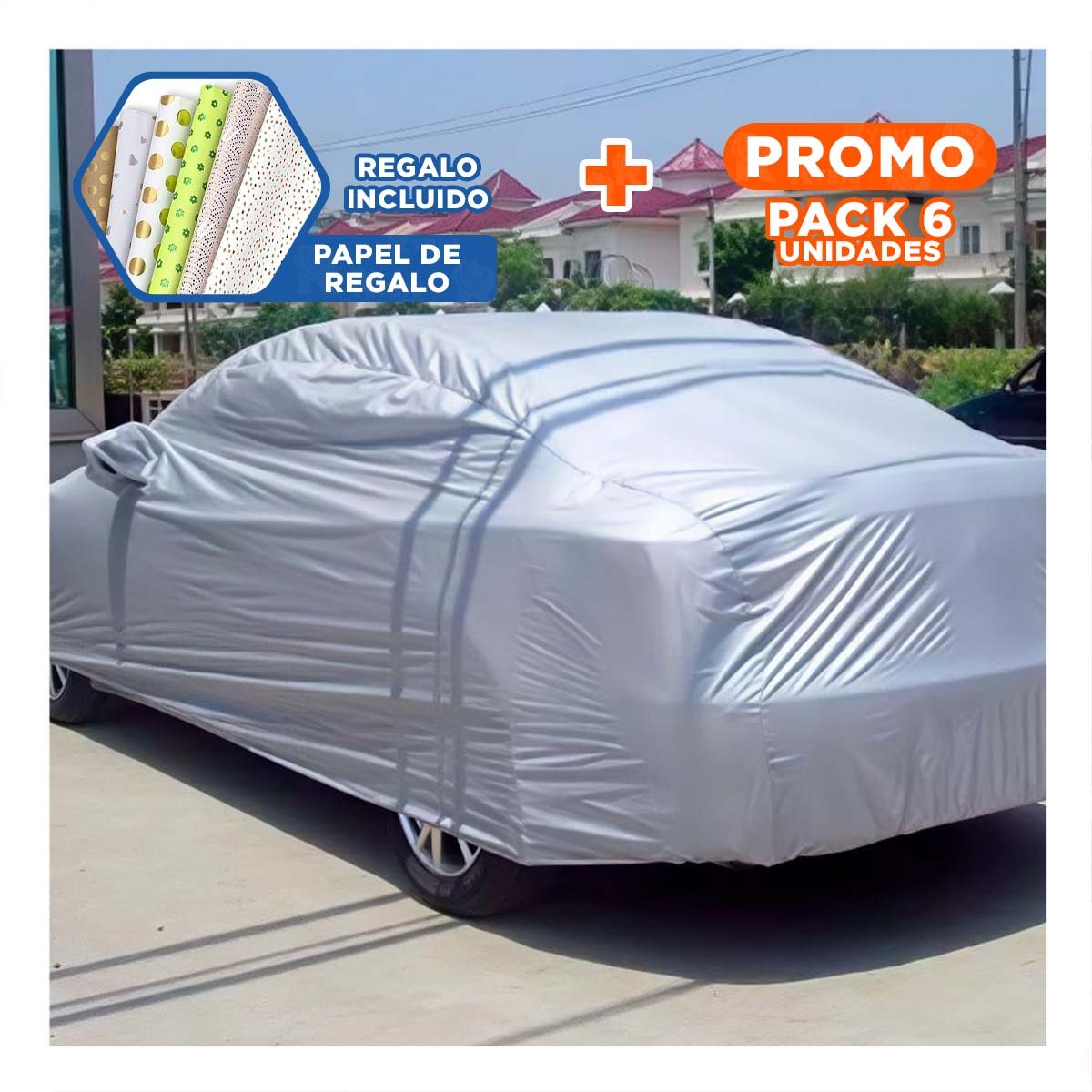 PACK6 COBERTOR IMPERMEABLE XL 540X175X120CM GRIS USO DIARIO Y+PAPEL REGALO - 1