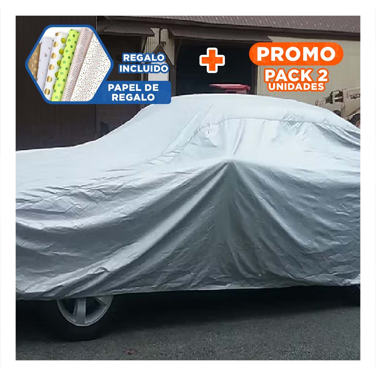 PACK2 MANTA EXTERIOR XL 540X175X120CM GRIS PARA AUTO PROTECCION TOTAL Y+PAPEL REGALO - 1