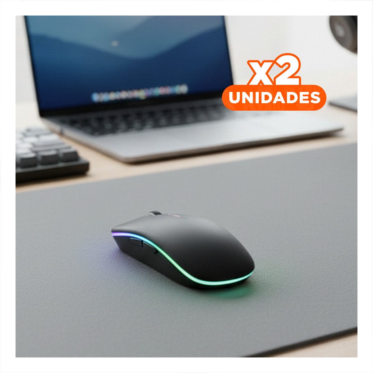 PACK2 MOUSE RECARGABLE PARA PC Y LAPTOP COLOR NEGRO CONTROL COMODO Y+REGALO STICKER - 1
