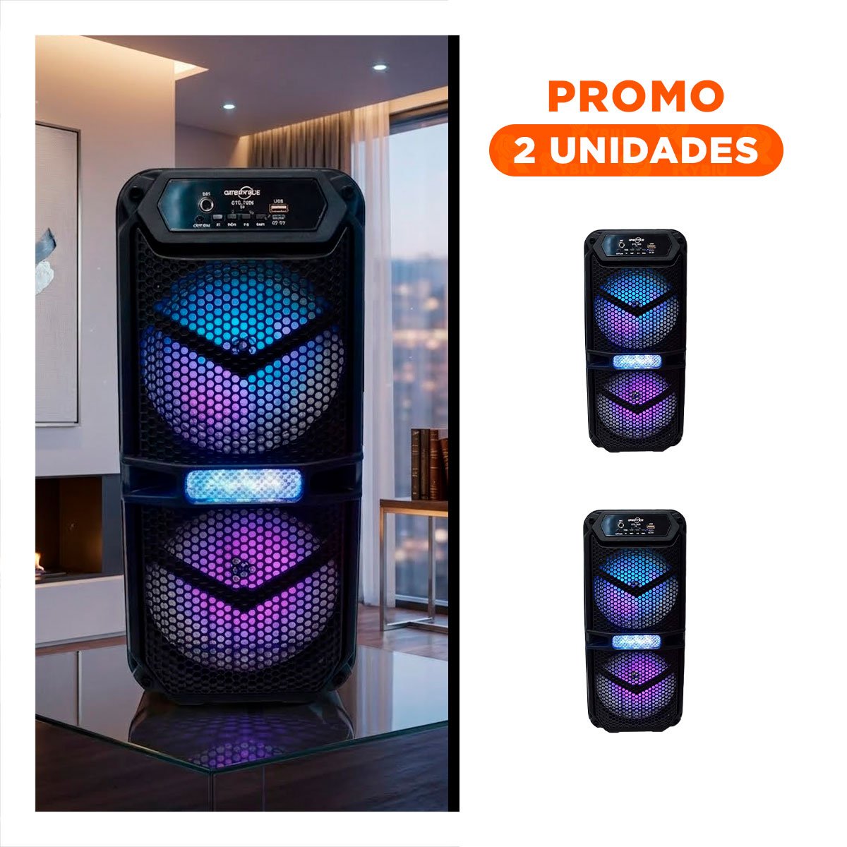 PACK2 ALTAVOZ PORTATIL COLOR NEGRO 6,5 PULGADAS CON SONIDO POTENTE - 1