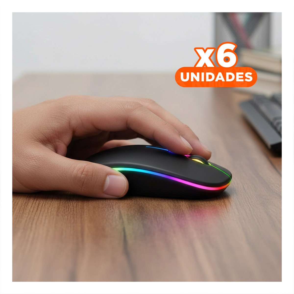 PACK6 MOUSE RECARGABLE NEGRO PARA LAPTOP Y PC MOVIMIENTO SUAVE Y+REGALO STICKER - 1