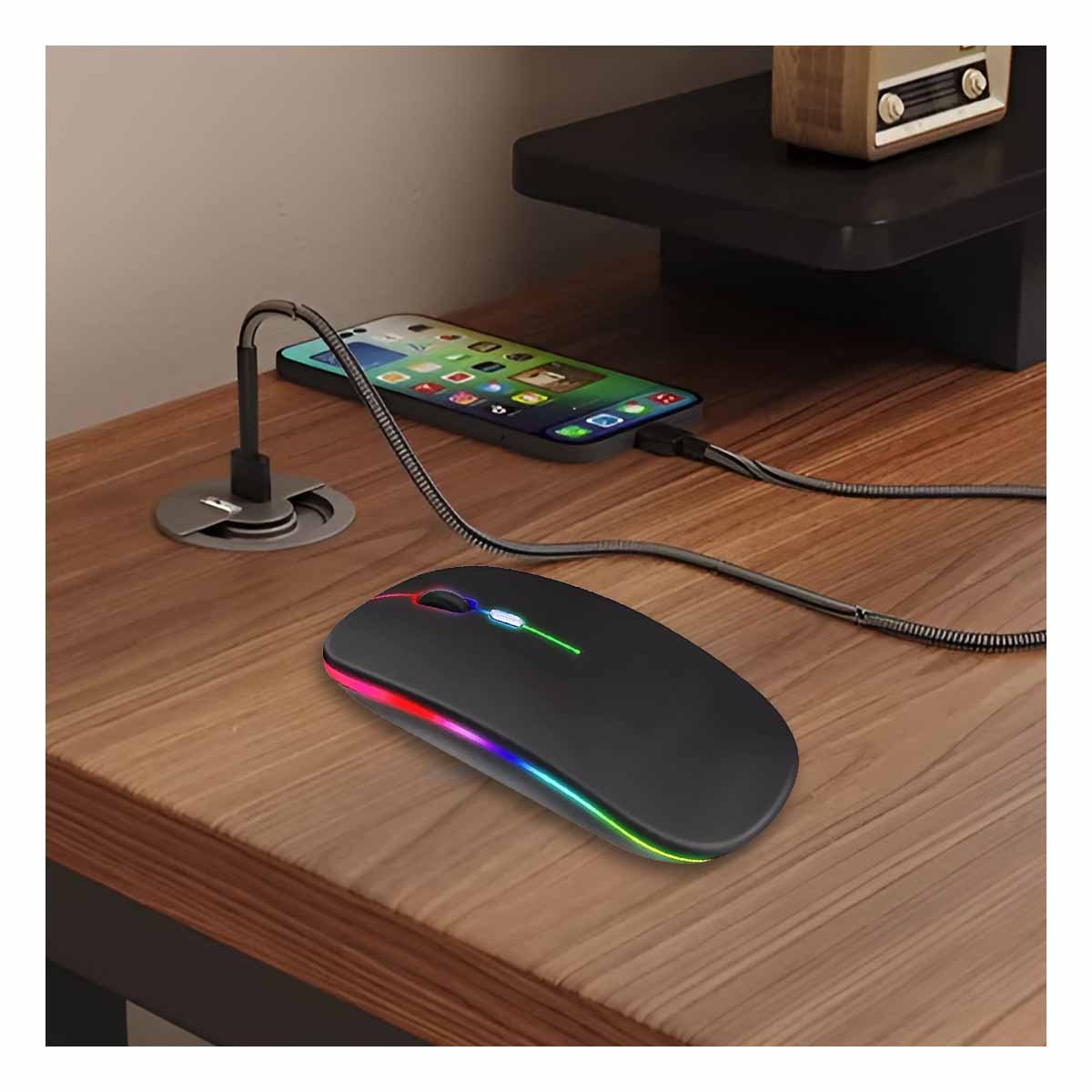 PACK6 MOUSE RECARGABLE NEGRO PARA LAPTOP Y PC MOVIMIENTO SUAVE Y+REGALO STICKER - 3