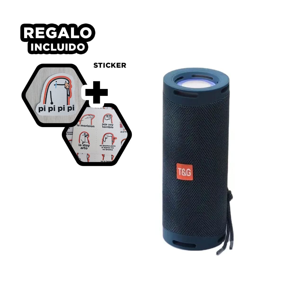 BOCINA PORTATIL COLOR AZUL CON SONIDO ESTEREO Y FUNCIONAMIENTO SENCILLO Y+REGALO STICKER - 1