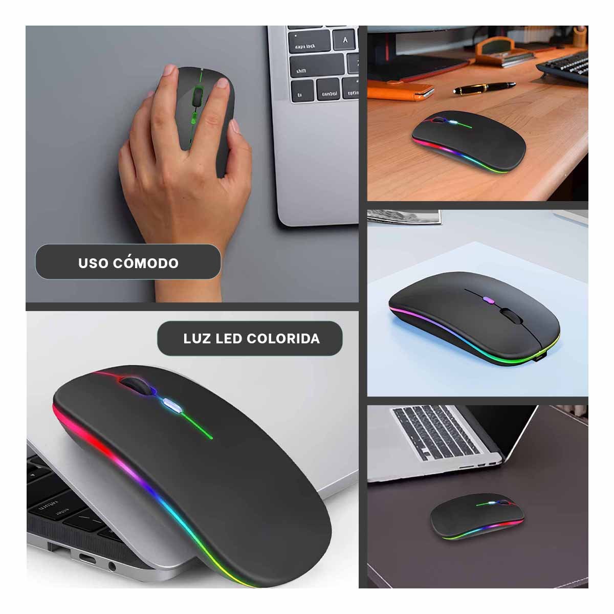 MOUSE RECARGABLE NEGRO PARA PC Y LAPTOP MANEJO AGIL - 5