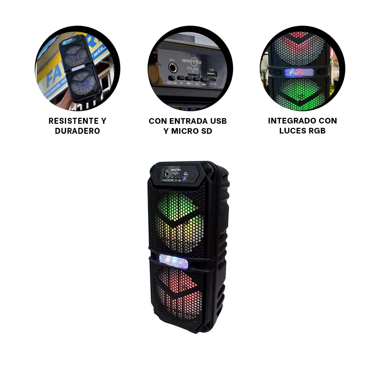 PARLANTE PORTATIL COLOR NEGRO 6,5 PULGADAS CON SONIDO POTENTE - 3
