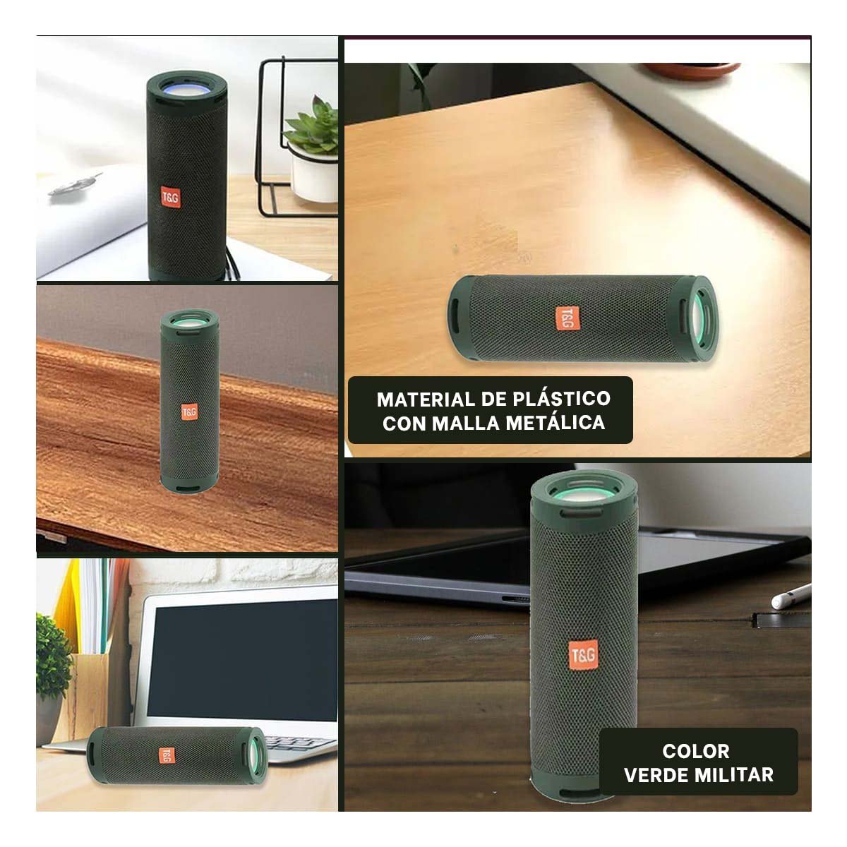 PARLANTE RECARGABLE VERDE MILITAR CON SONIDO EQUILIBRADO Y+POST IT - 5