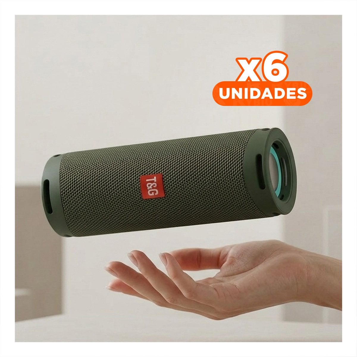 PACK6 BOCINA PROFESIONAL COLOR VERDE MILITAR CON SONIDO POTENTE Y+REGALO STICKER - 1