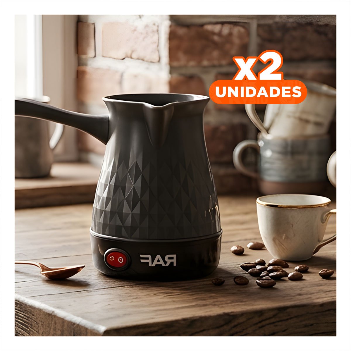 PACK2 PAVA TURCA DE 500ML CON PLASTICO Y ACERO INOXIDABLE NEGRO PARA CHOCOLATE Y+PAPEL REGALO - 1
