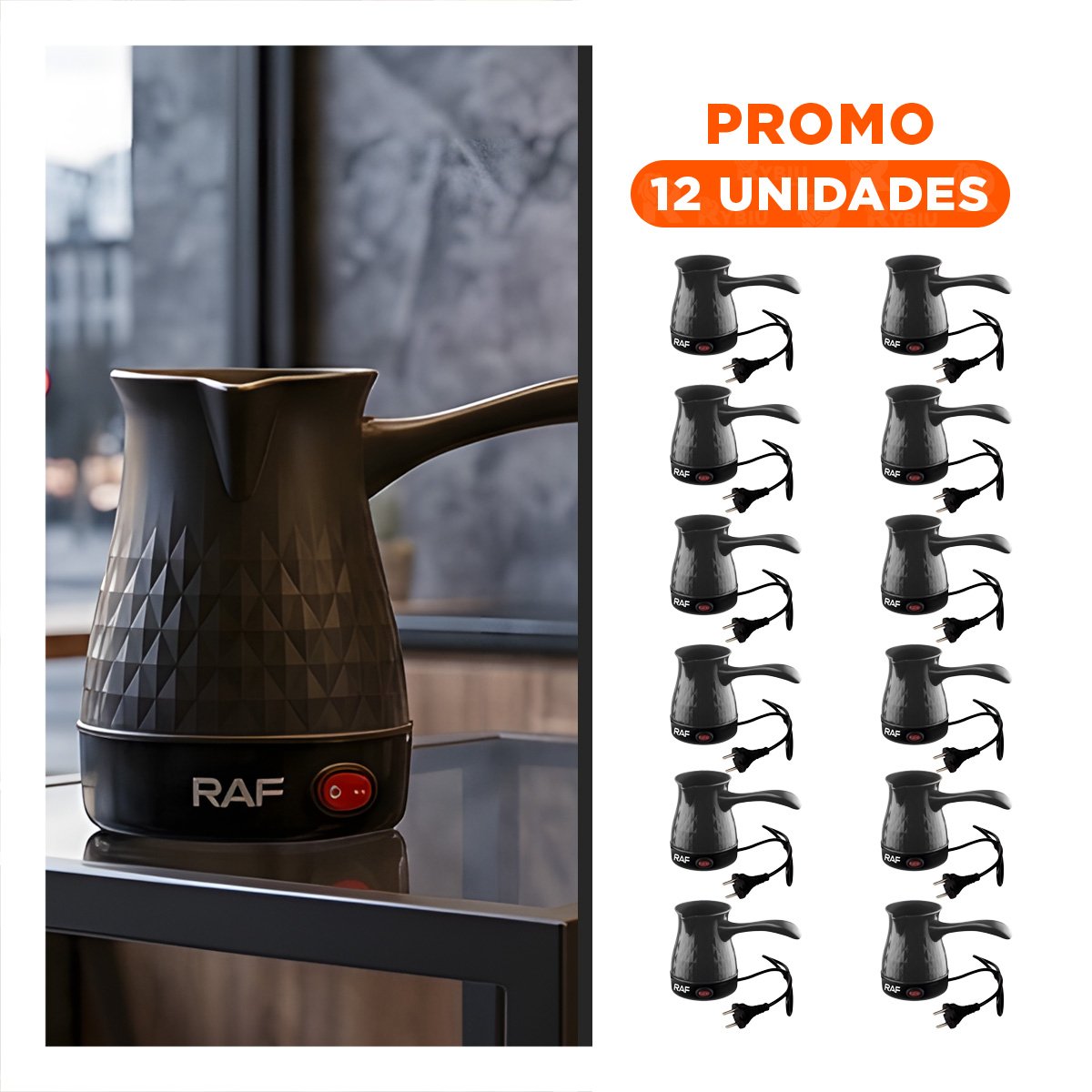 PACK12 PAVA DE CAFE TURCA 500ML ACERO INOXIDABLE NEGRO Y PLASTICO DE CALIDAD Y+REGALO STICKER - 1
