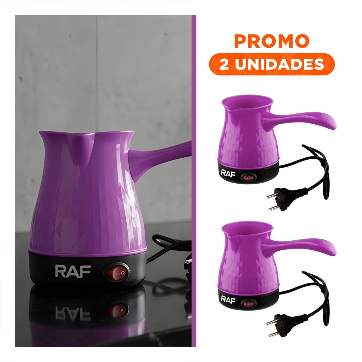 PACK2 PREPARADOR DE ACERO INOXIDABLE 500ML MORADO CON PLASTICO PARA TURCO - 1