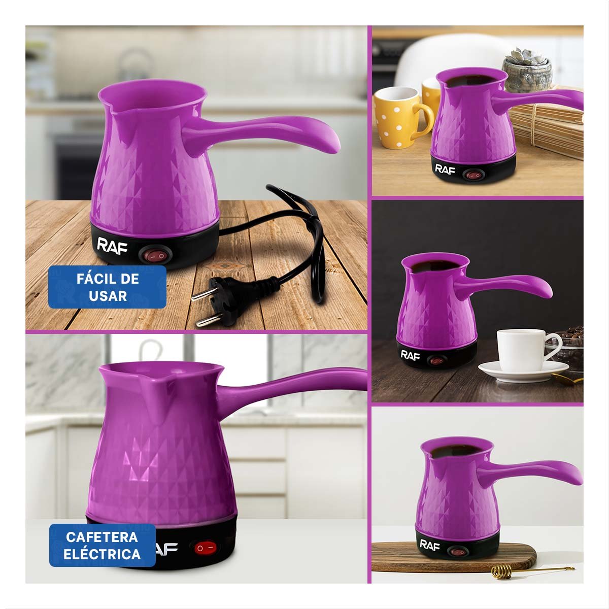 PACK4 PREPARADOR POTENTE DE 500ML TURCO MORADO EN ACERO INOXIDABLE PLASTICO Y+REGALO STICKER - 2