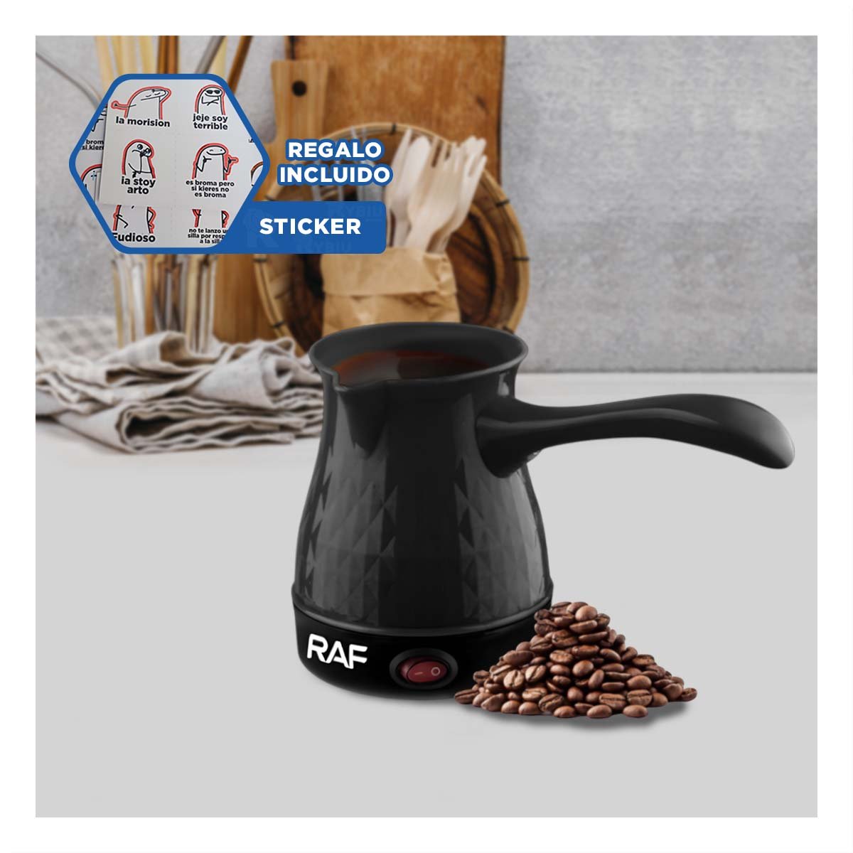 DISPOSITIVO NEGRO TURCO 500ML DE PLASTICO Y ACERO INOXIDABLE DE HOGAR TOP Y+REGALO STICKER - 1