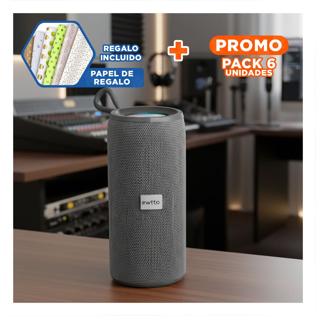PACK6 ALTAVOZ MOVIL PLOMO CON SONIDO NITIDO Y USO VERSATIL Y+PAPEL REGALO - 1