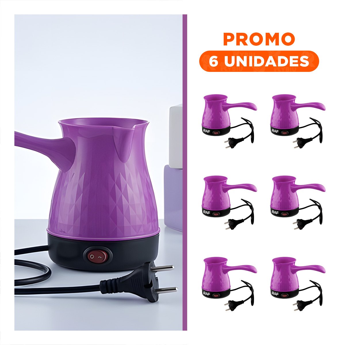 PACK6 DISPOSITIVO POTENTE DE PLASTICO 500ML MORADO TURCO ACERO INOXIDABLE - 1