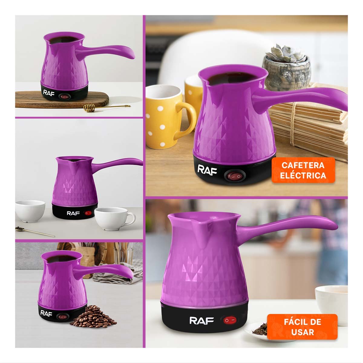 MAQUINITA DE MORADO 500ML TURCA CON PLASTICO Y DE ACERO INOXIDABLE Y+POST IT - 1