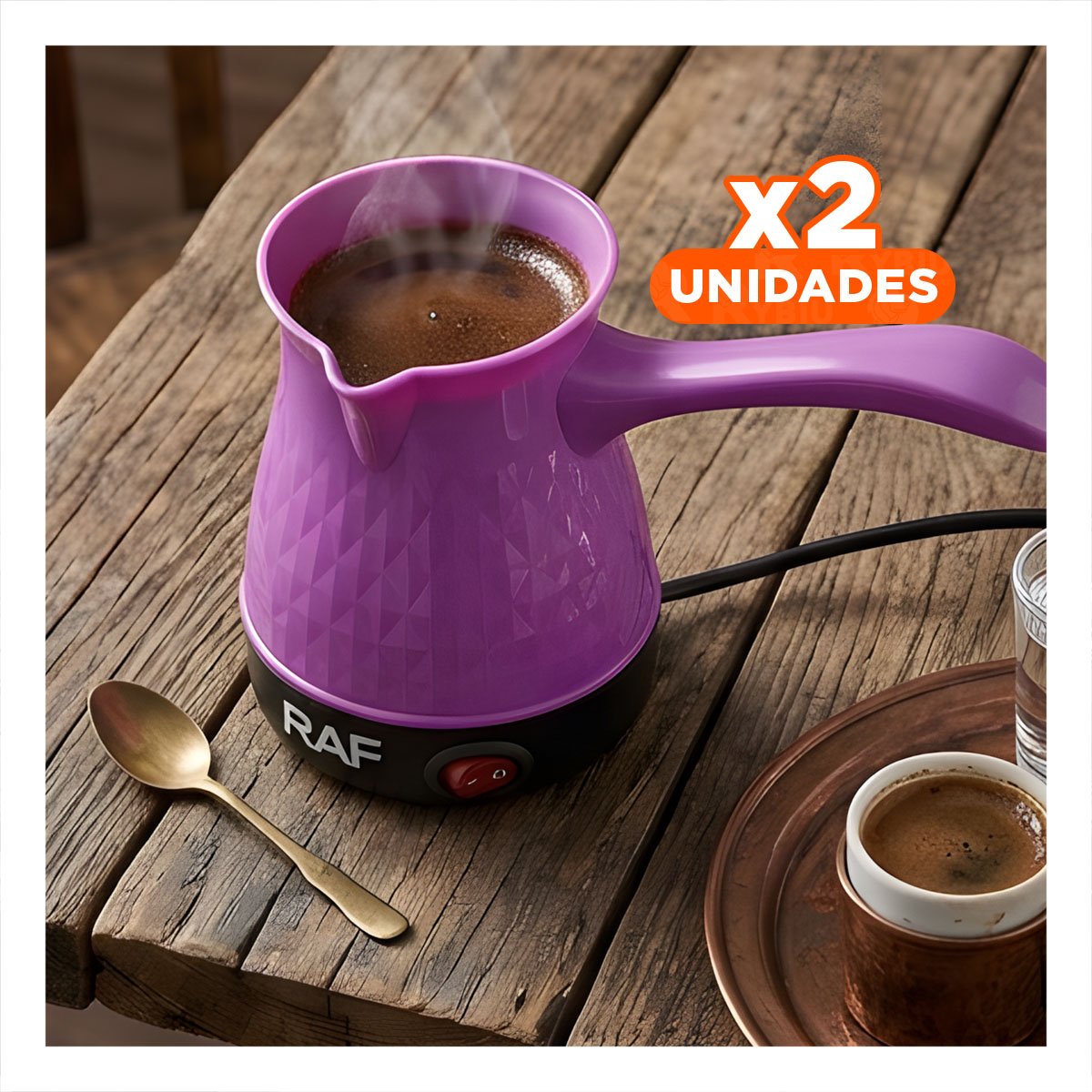 PACK2 APARATO DE 500ML MORADO PARA TURCO CON PLASTICO Y DE ACERO INOXIDABLE Y+REGALO STICKER - 1