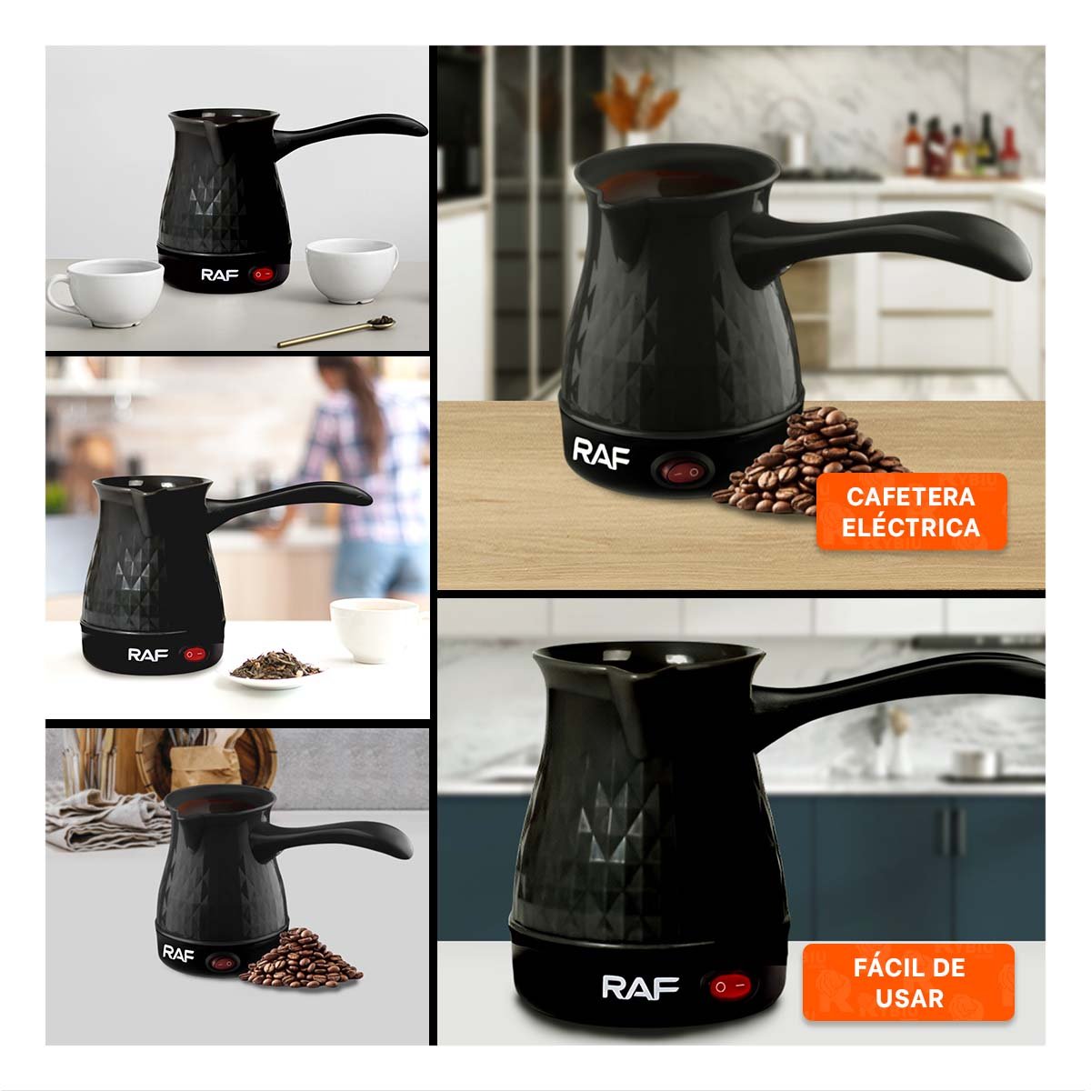 PACK12 HERVIDOR DE 500ML TURCO NEGRO CON PLASTICO Y ACERO INOXIDABLE DE DISENO Y+PAPEL REGALO - 2