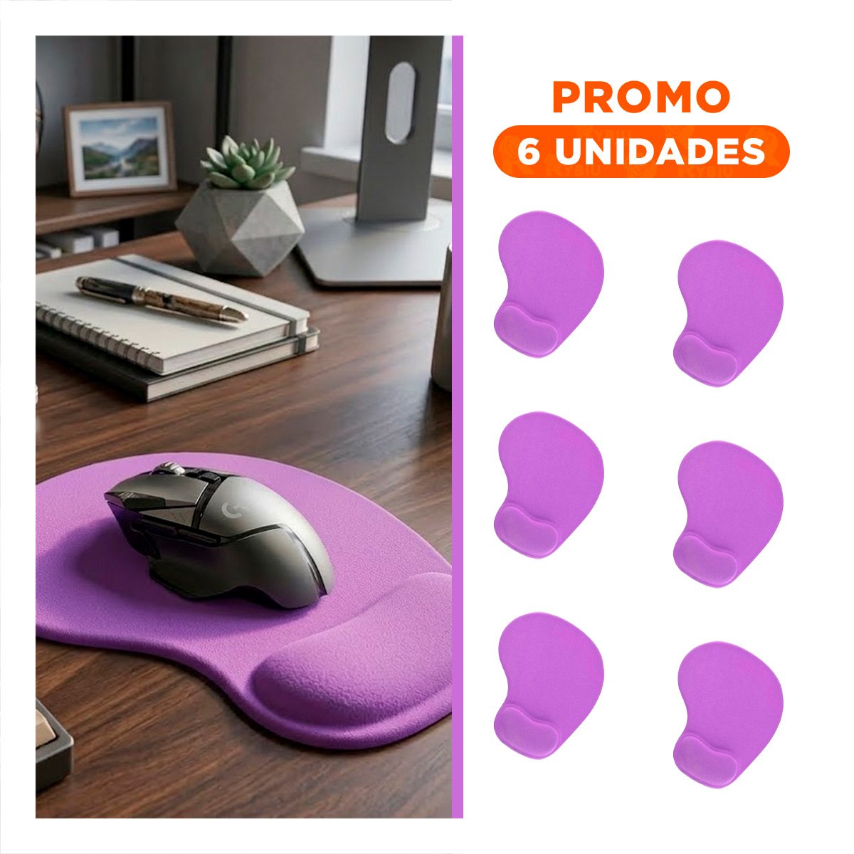 PACK6 ALFOMBRILLA GEL ANTI DESLIZANTE PARA TRABAJO DIARIO COLOR LILA Y+PAPEL REGALO - 1