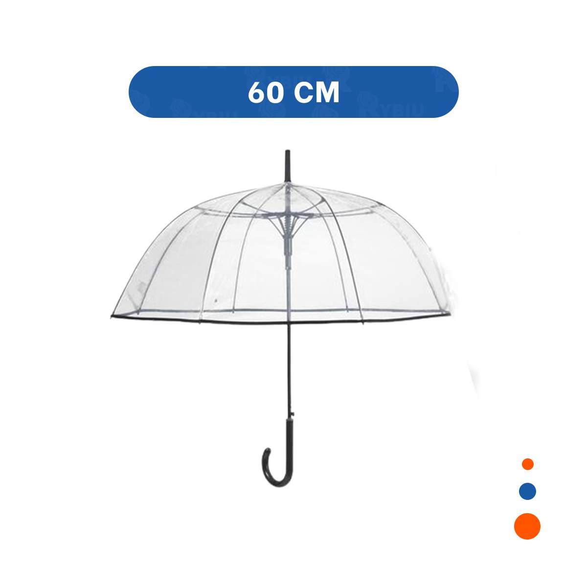PARASOL RESISTENTE CON MANGO LARGO TRANSPARENTE CON BORDE NEGRO MODERNO Y+PAPEL REGALO - 4