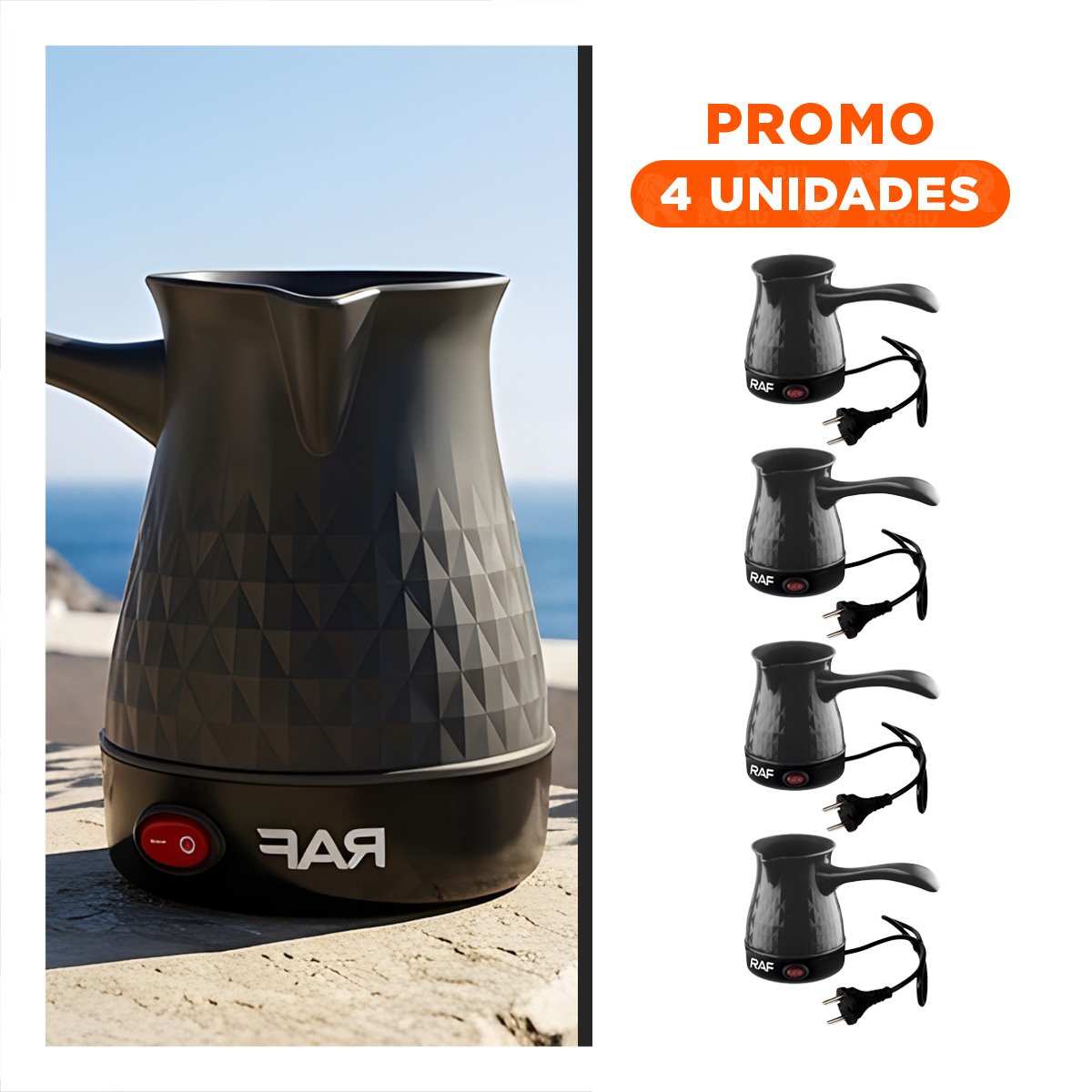 PACK4 HERVIDOR DE ACERO INOXIDABLE 500ML TURCO CON PLASTICO DE RENDIMIENTO Y+REGALO STICKER - 1