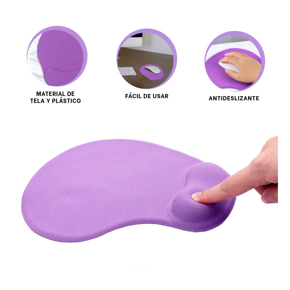 PACK2 TAPETE GEL ANTI FATIGA PARA COMPUTADORA Y TRABAJO DIARIO LILA Y+PAPEL REGALO - 2