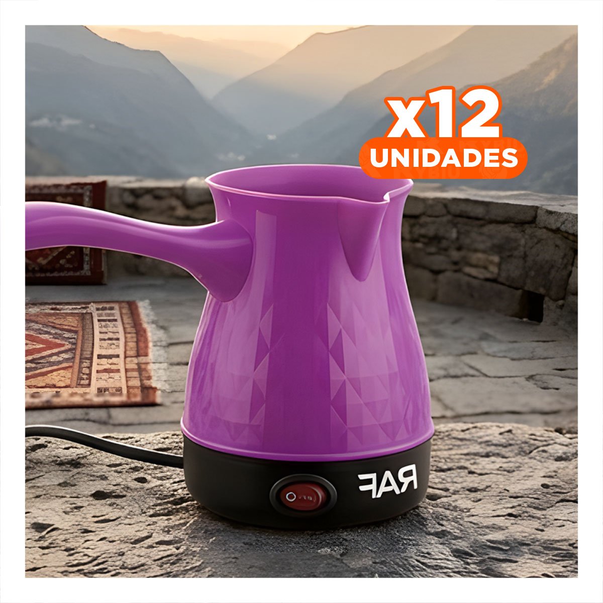 PACK12 MAQUINITA DE HOGAR PARA CAFE TURCO 500ML EN MORADO ACERO INOXIDABLE - 1