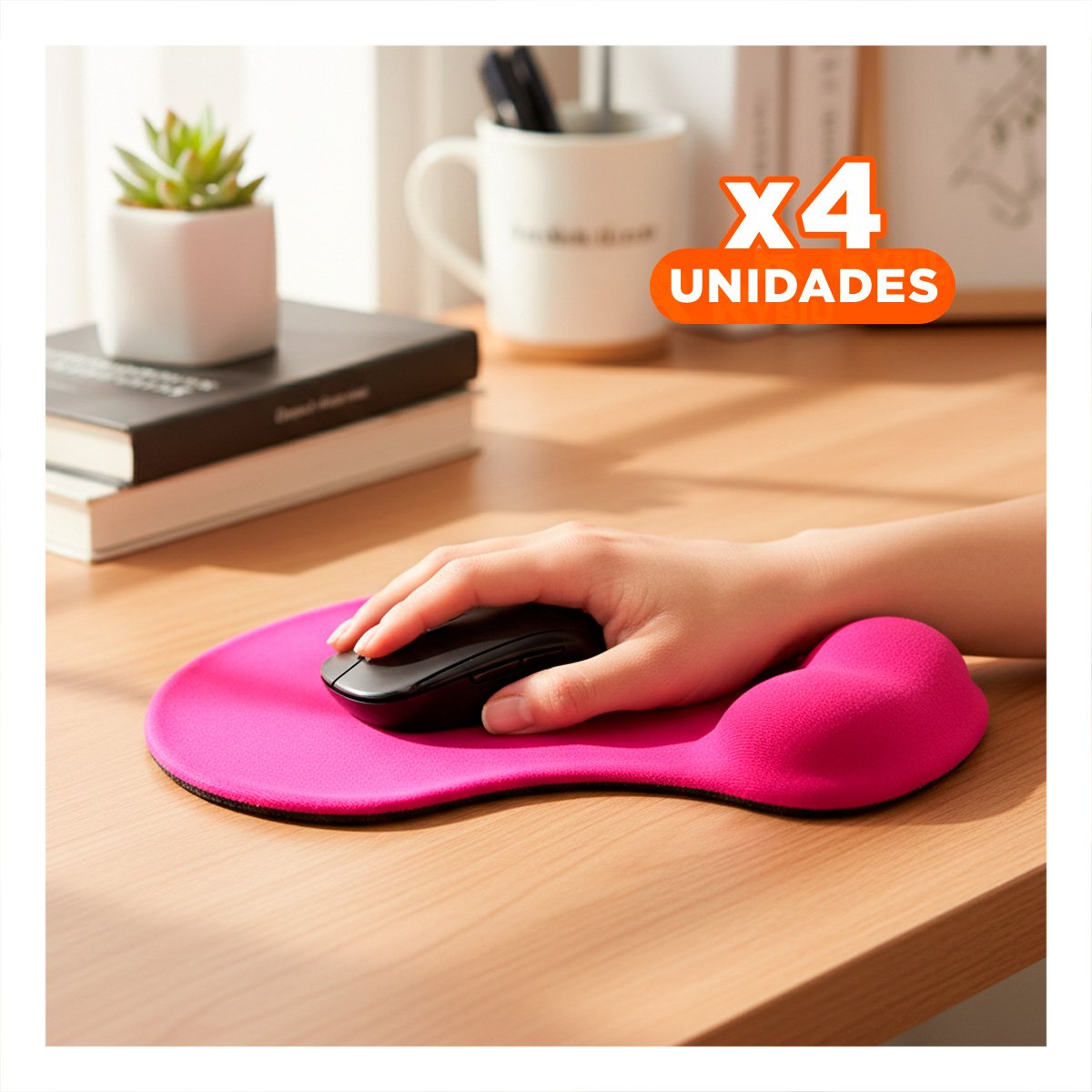 PACK6 ALFOMBRILLA GEL COMPACTA PARA TRABAJO DIARIO COLOR FUCSIA Y+PAPEL REGALO - 1