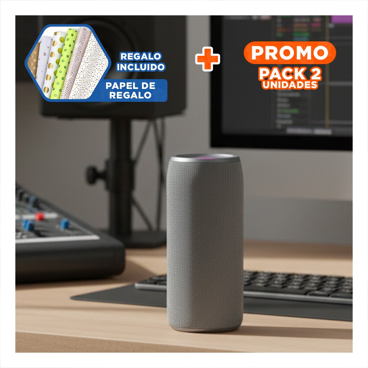 PACK2 BOCINA MUSICAL PLOMO CON SONIDO CLARO Y REPRODUCCION DURADERA Y+PAPEL REGALO - 1