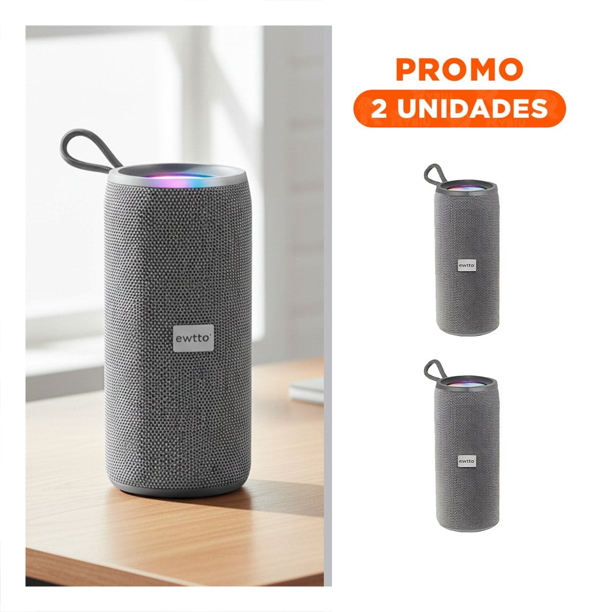 PACK2 ALTAVOZ INALAMBRICO COLOR PLOMO CON SONIDO POTENTE Y CONECTIVIDAD FACIL - 1