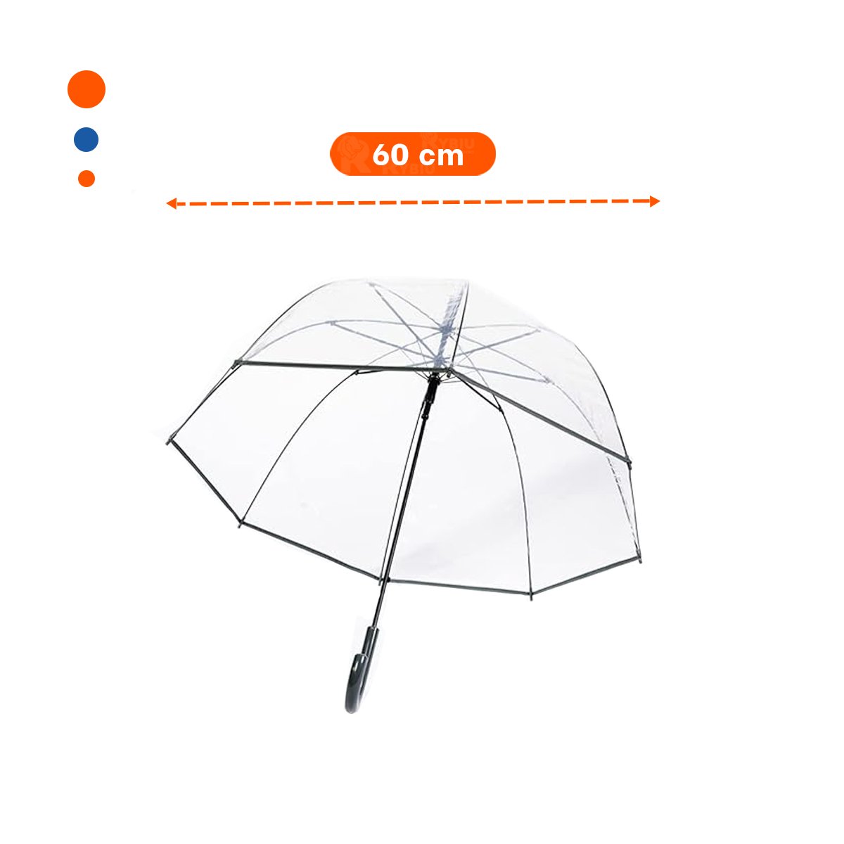 PACK4 PARAGUAS ELEGANTE TRANSPARENTE CON MANGO LARGO Y BORDE NEGRO - 4